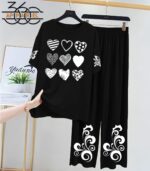 Black Women Printed Night Suit Fabric Jersey