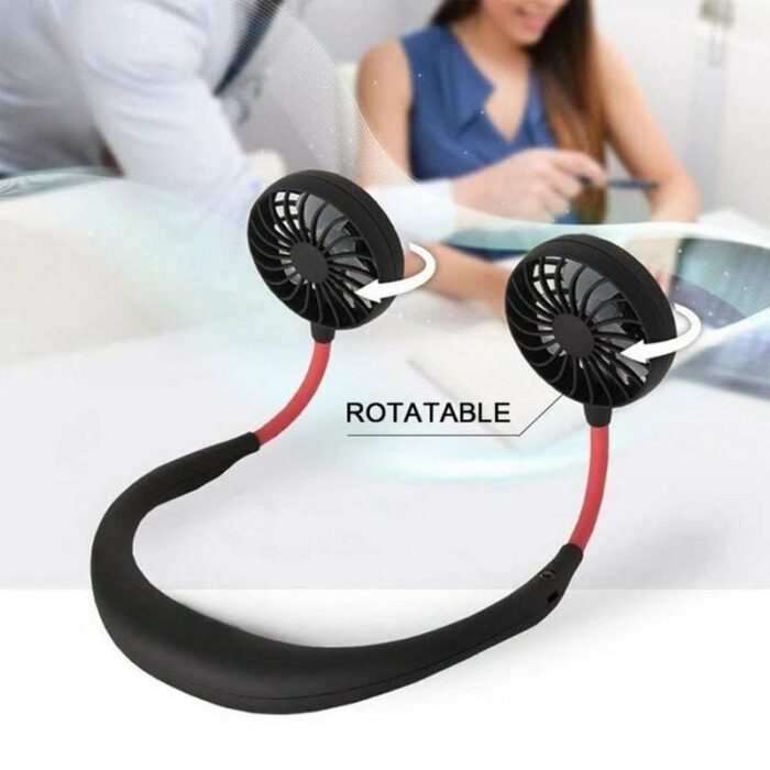 New Update Hands-Free Neck Band Hands-Free Hanging USB Rechargeable Dual Fan Mini Air Cooler Summer Portable 1200mA