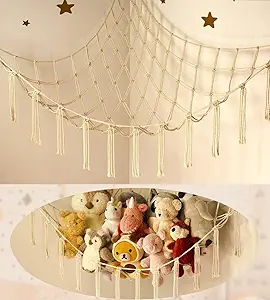 Stuffed Animal Storage Hammock or Net Corner - Large Toy Hammock Net for Stuffed Animals Room Decor