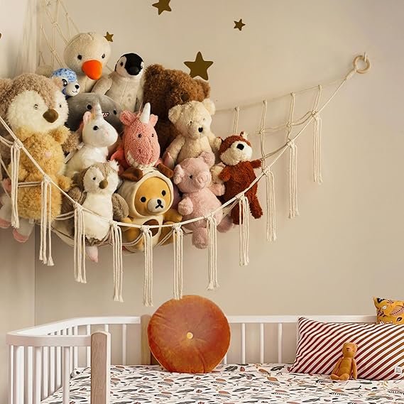 Stuffed Animal Storage Hammock or Net Corner - Large Toy Hammock Net for Stuffed Animals Room Decor